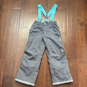 Gerry Unisex Kids Gray Bib Overalls with Blue Straps, Size Small 7/8